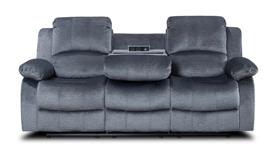Chenille Fabric Grey 3 + 2 Seater Manual Recliner Sofa Set SETTEE