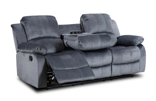 Chenille Fabric Grey 3 + 2 Seater Manual Recliner Sofa Set SETTEE
