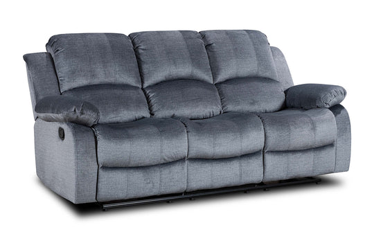 Chenille Fabric Grey 3 + 2 Seater Manual Recliner Sofa Set SETTEE