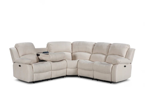 Beige Fabric 2C2 Electric Recliner Corner Sofa SETTEE