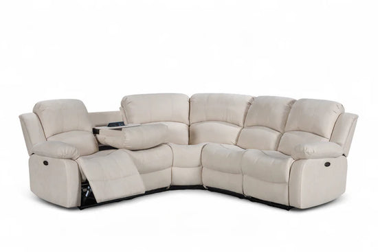 Beige Fabric 2C2 Electric Recliner Corner Sofa SETTEE