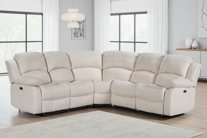 Beige Fabric 2C2 Electric Recliner Corner Sofa SETTEE