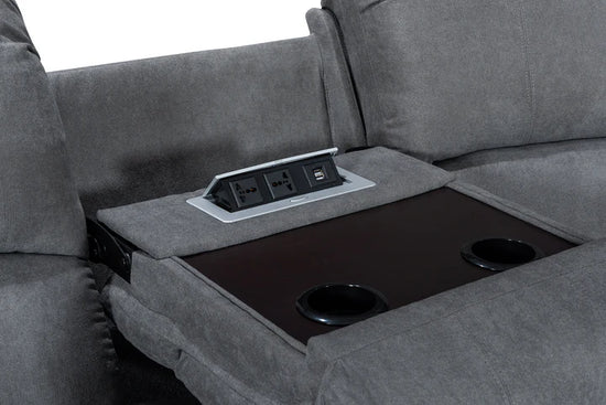 Dark Grey Fabric 2C2 Electric Recliner Corner Sofa SETTEE