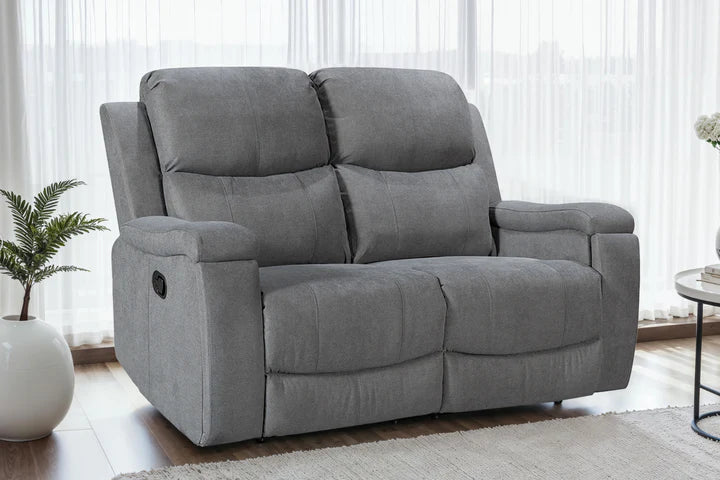 Chenille Fabric Dark Grey 2 Seater Manual Recliner Sofa VISCONTESSE