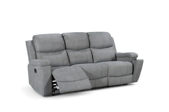 Chenille Fabric Dark Grey 3 + 2 Seater Manual Recliner Sofa Set VISCONTESSE
