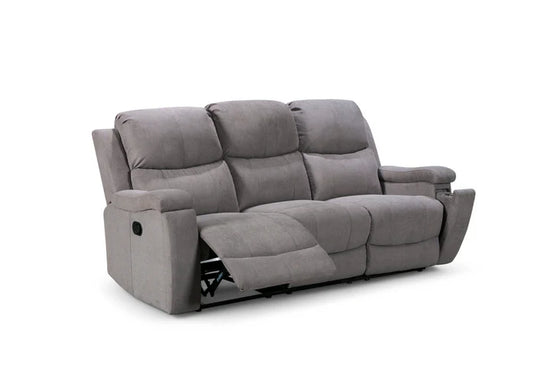 Chenille Fabric Light Grey 3 Seater Manual Recliner Sofa VISCONTESSE