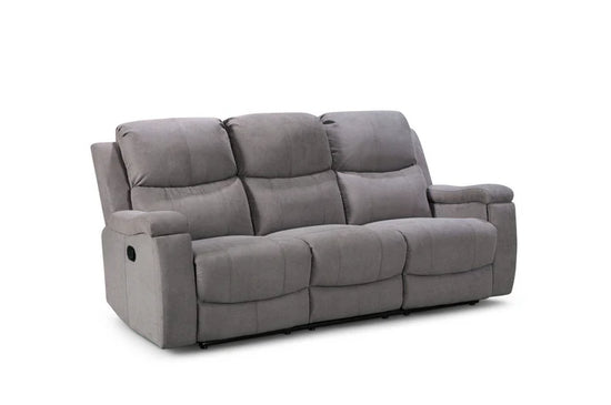 Chenille Fabric Light Grey 3 Seater Manual Recliner Sofa VISCONTESSE