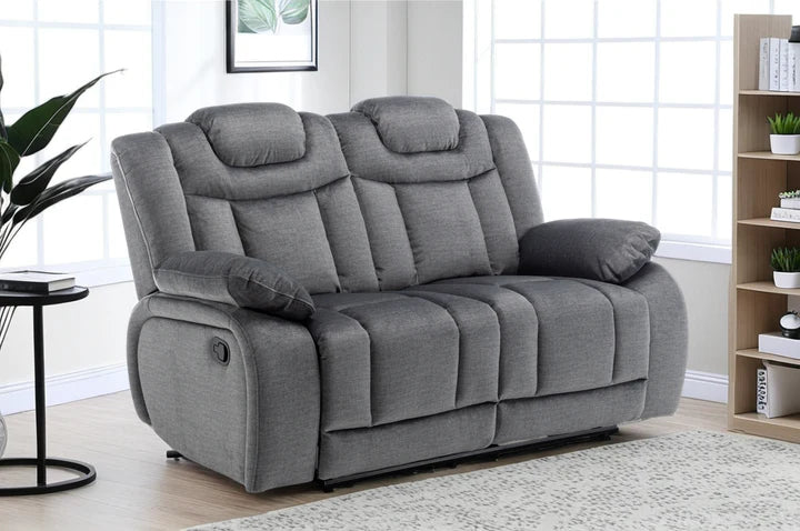Chenille Fabric Grey 2 Seater Manual Recliner Sofa CLASSICO