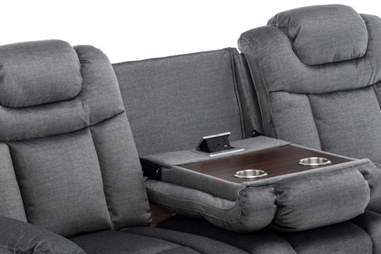 Chenille Fabric Grey 3 Seater Manual Recliner Sofa CLASSICO