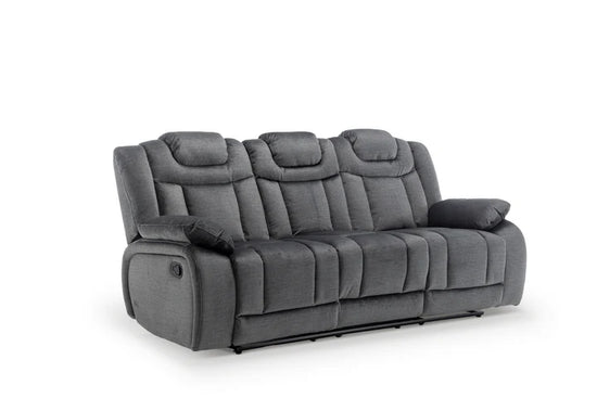 Chenille Fabric Grey 3 Seater Manual Recliner Sofa CLASSICO
