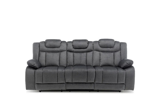 Chenille Fabric Grey 3 Seater Manual Recliner Sofa CLASSICO