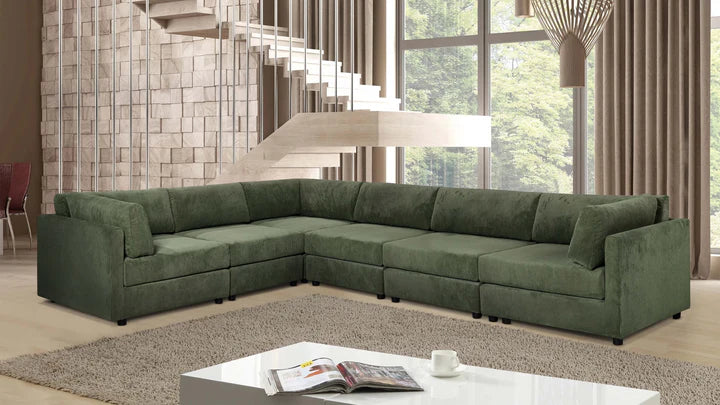 Corduroy Green 2C3 Modular Corner Sofa TOSCANA