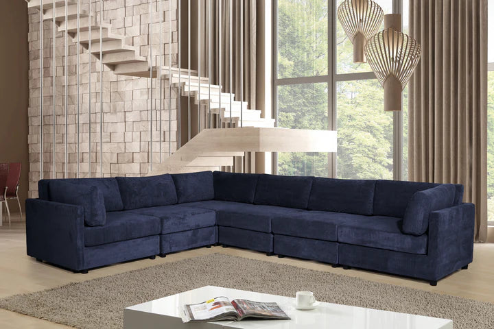 Corduroy Navy Blue 2C3 Modular Corner Sofa TOSCANA