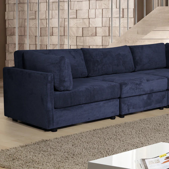 Corduroy Navy Blue 2C3 Modular Corner Sofa TOSCANA