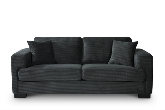 Corduroy Black 3 Seater Sofa VITALE