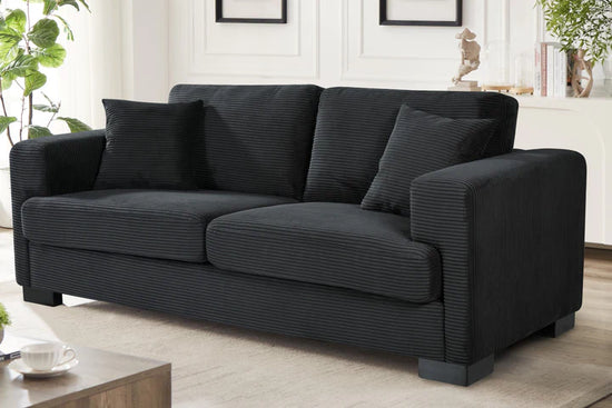 Corduroy Black 3 Seater Sofa VITALE