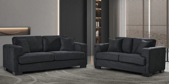 Corduroy Black 3 + 2 Seater Sofa Set VITALE
