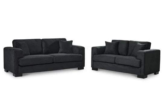 Corduroy Black 3 + 2 Seater Sofa Set VITALE