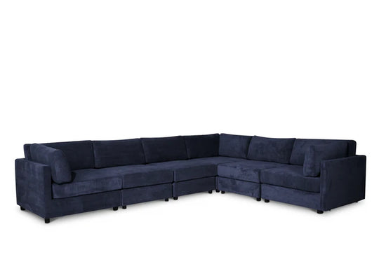 Corduroy Navy Blue 3C2 Modular Corner Sofa TOSCANA