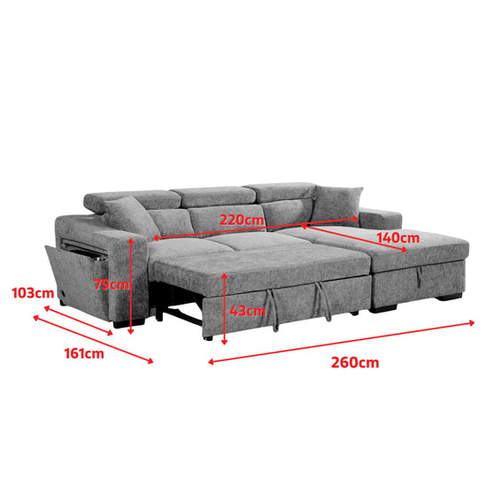 Faux Leather Suede Brown 2C1 Corner Sofabed with Storage NOBILE
