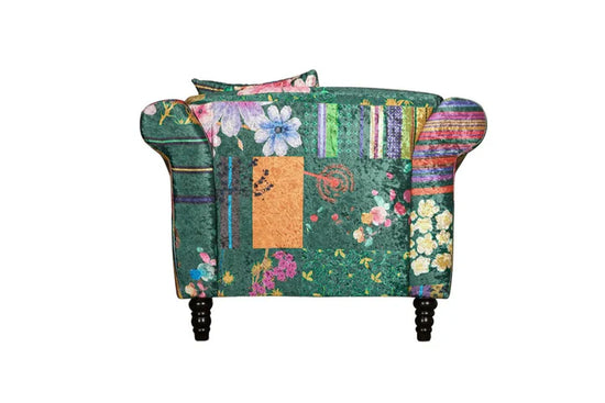 Fabric Green Patchwork 1 Seater Sofa AVICI GRIDA