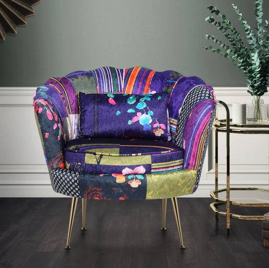 Fabric Patchwork 1 Seater Accent Sofa MARGHERITA