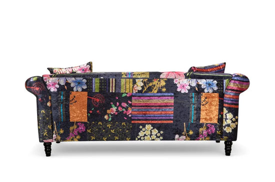 Fabric Black Patchwork 3 Seater Sofa AVICI GRIDA