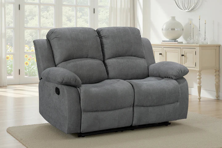 Fabric Dark Grey 2 Seater Manual Recliner Sofa SETTEE