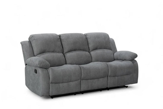 Fabric Dark Grey 3 Seater Manual Recliner Sofa SETTEE
