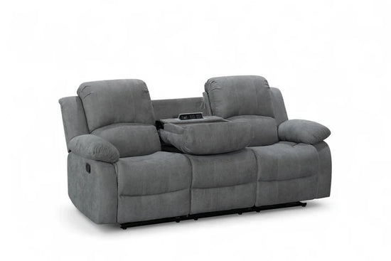 Fabric Dark Grey 3 Seater Manual Recliner Sofa SETTEE