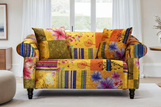 Fabric Gold Patchwork 2 Seater Sofa AVICI GRIDA