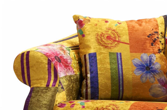Fabric Gold Patchwork 2 Seater Sofa AVICI GRIDA