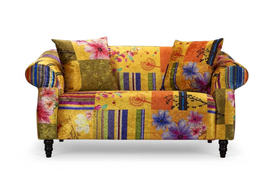 Fabric Gold Patchwork 2 Seater Sofa AVICI GRIDA