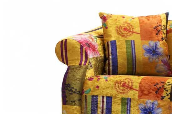 Fabric Gold Patchwork 3 Seater Sofa AVICI GRIDA (21)