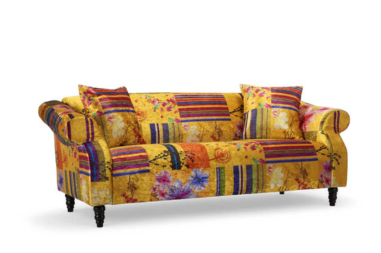 Fabric Gold Patchwork 3 Seater Sofa AVICI GRIDA (21)