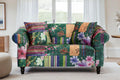 Fabric Green Patchwork 2 Seater Sofa AVICI GRIDA