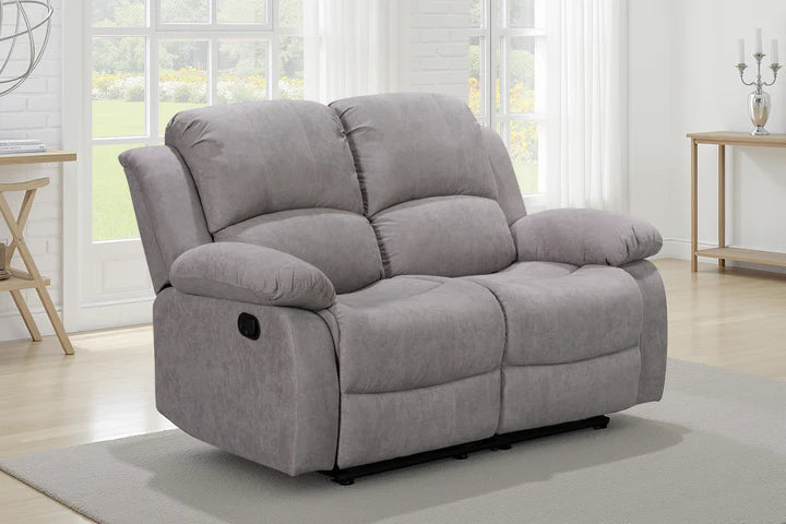 Fabric Light Grey 2 Seater Manual Recliner Sofa SETTEE
