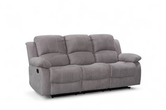 Fabric Light Grey 3 Seater Manual Recliner Sofa SETTEE