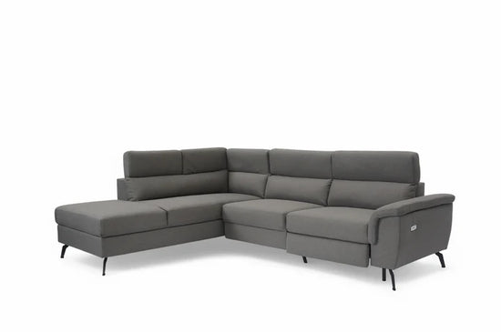 Fabric Linen Dark Grey Left Hand Facing Reclining Corner Sofa with Storage TRIONFO