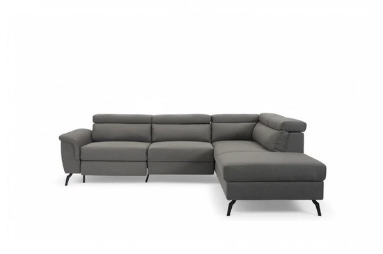 Fabric Linen Dark Grey Right Hand Facing Reclining Corner Sofa with Storage TRIONFO