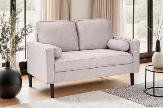Fabric Linen Light Grey 2 Seater Sofa PORTO
