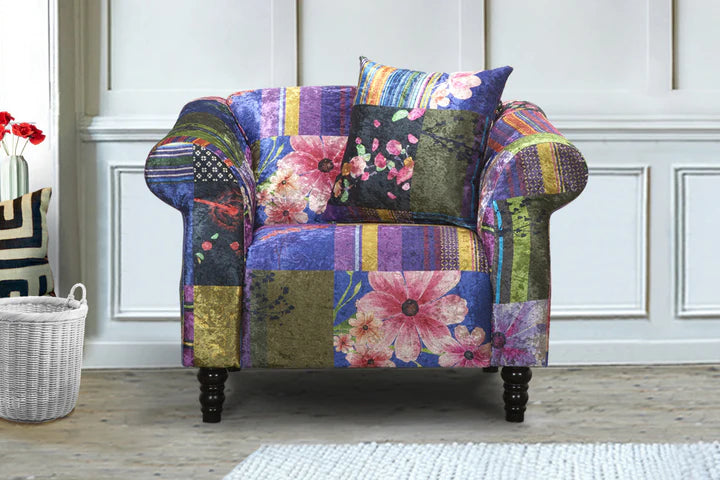 Fabric Patchwork 1 Seater Sofa AVICI GRIDA