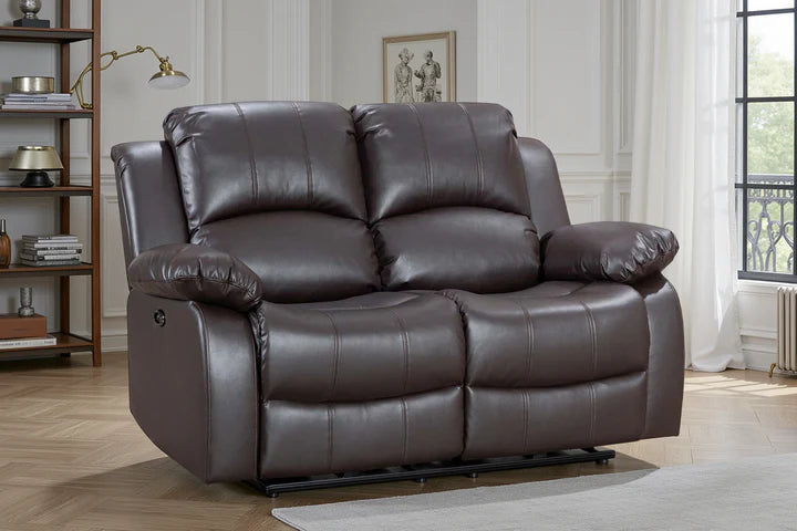 Faux Leather Brown 2 Seater Electric Recliner Sofa SETTEE