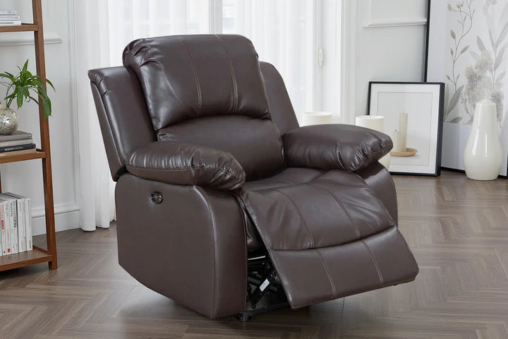 Faux Leather Brown Electric Recliner Chair SETTEE