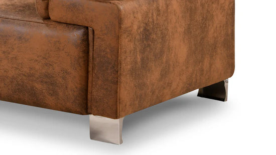 Faux Leather Brown Suede Left Hand Facing Corner Sofa VENTO