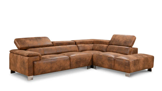 Faux Leather Brown Suede Right Hand Facing Corner Sofa VENTO