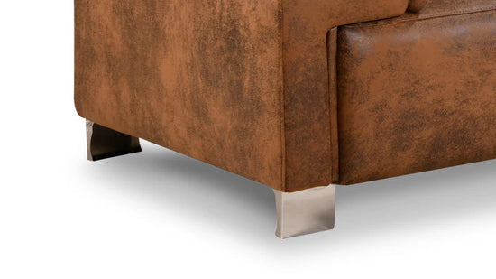 Faux Leather Brown Suede Right Hand Facing Corner Sofa VENTO