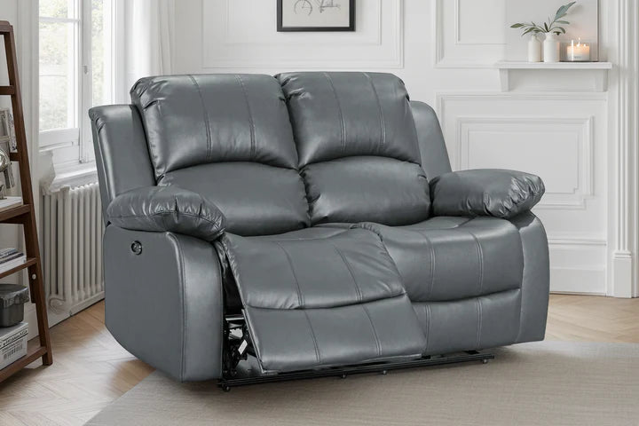 Faux Leather Grey 2 Seater Electric Recliner Sofa SETTEE