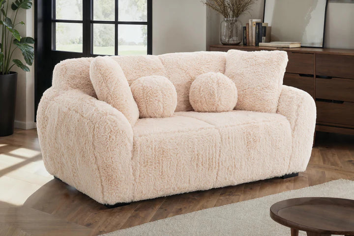 Faux Fur Cream 2 Seater Sofa set CARAMELLO GOMMOSA