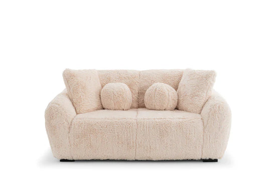 Faux Fur Cream 2 Seater Sofa set CARAMELLO GOMMOSA